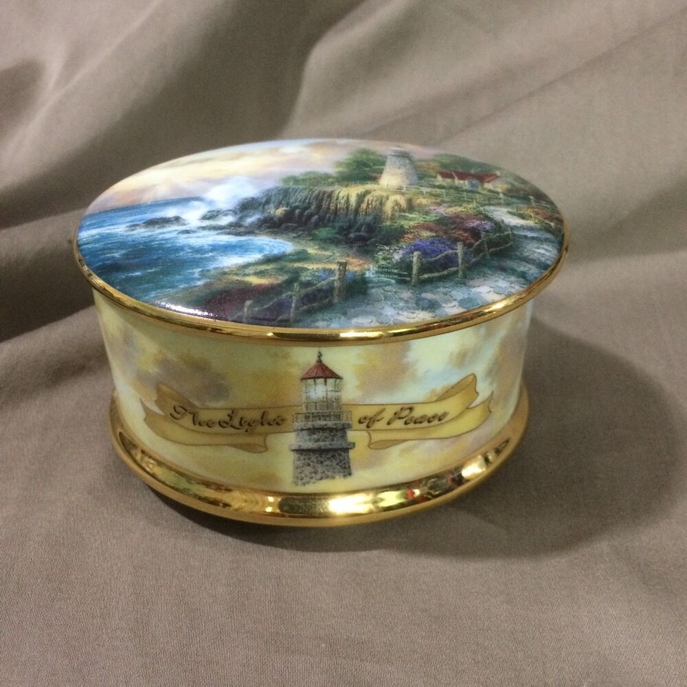 Thomas Kinkade Light Of Peace Music Box 1998 Guiding Lights You Light Up My Life
